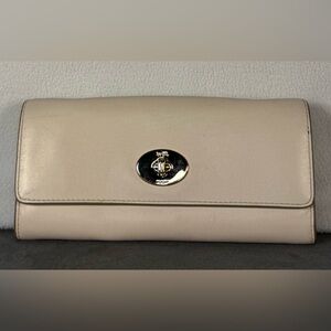 Coach Soft Leather Turn-Lock Wallet in White